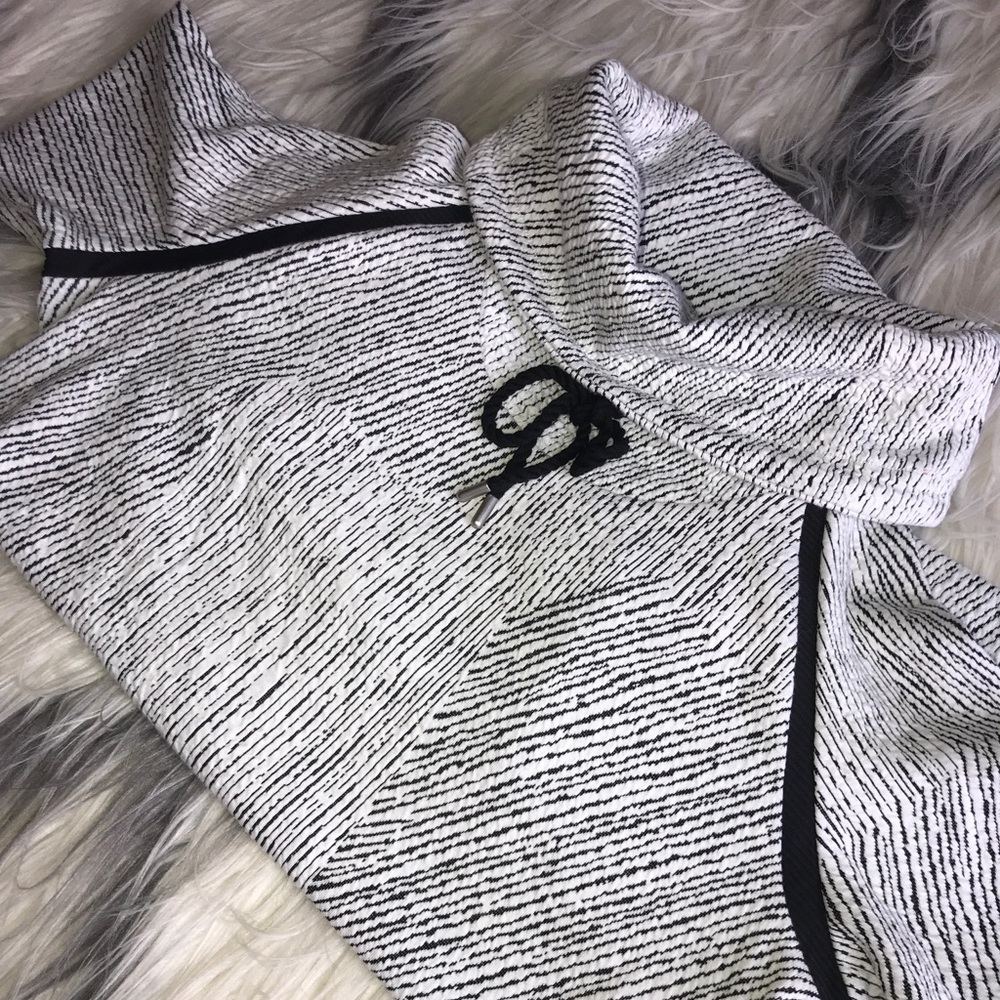 Women's Black and White Hooded Jacket